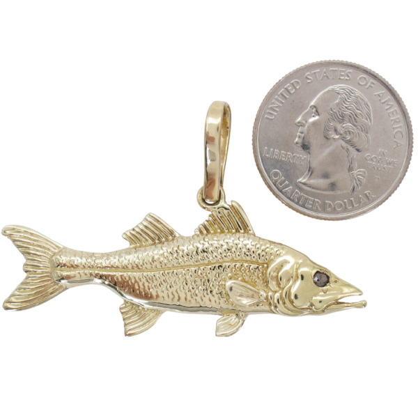Nautical Realistic Snook pendant 14K Gold scale