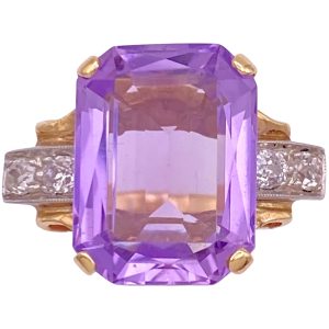 Retro 9.35ctw Amethyst Ring 14K Two-Tone Gold front