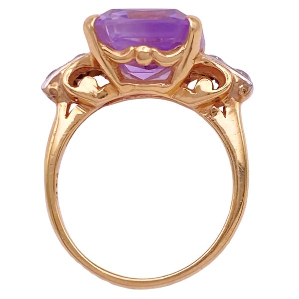 Retro 9.35ctw Amethyst Ring 14K Two-Tone Gold profile