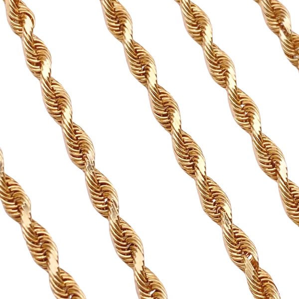 Rope Chain Necklace 14K Gold 20 Length close up
