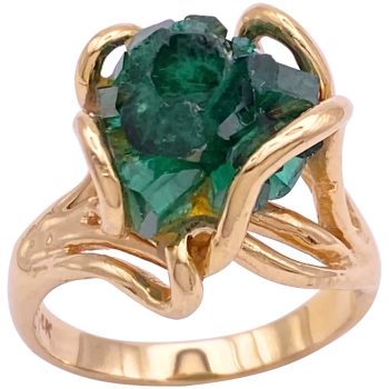 Vintage Emerald Raw Crystal Ring 14K Gold