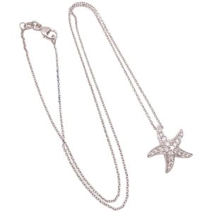 0.34ctw Diamond Starfish or Sea Star Necklace 14K Gold