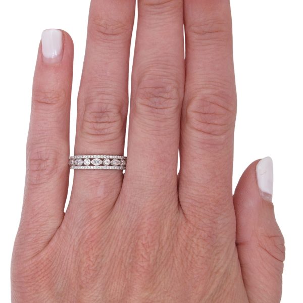 0.45ctw Round & Marquise Cut Diamond Alternating Stack Band Ring 14k White Gold Lifestyle