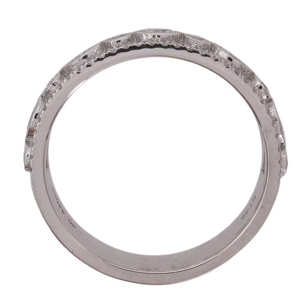 0.45ctw Round & Marquise Cut Diamond Alternating Stack Band Ring 14k White Gold Top