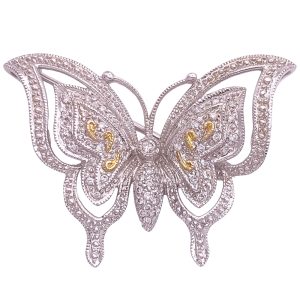 0.47ctw Diamond Butterfly Pendant Brooch 14K Gold