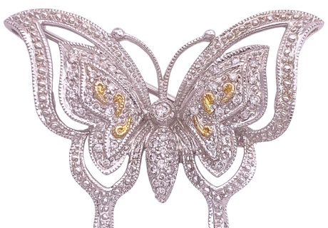 0.47ctw Diamond Butterfly Pendant Brooch 14K Gold