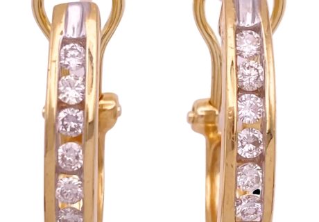 0.60ctw Diamond Oval Hoop Earrings 14K Gold Two-Tone