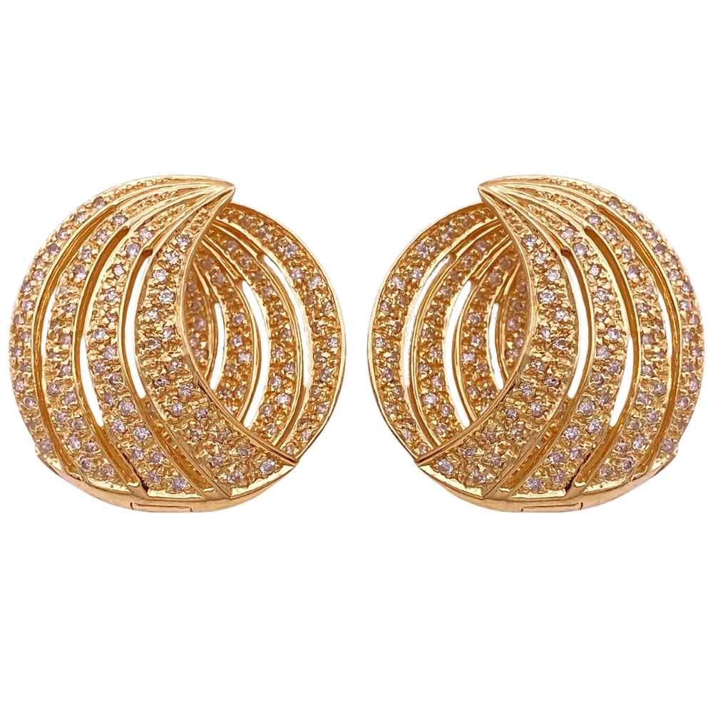 0.66ctw Diamond Inside-Out Crescent Hoop Earrings 14K Gold