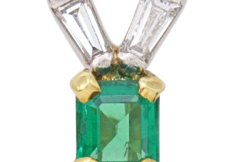0.73ctw Emerald Pendant 18K Two-Tone Gold