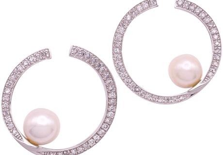 0.78ctw Diamond & Cultured Pearl Drop Earrings 14K Gold