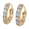 1.40ctw Aquamarine Hoop Earrings 14K Gold
