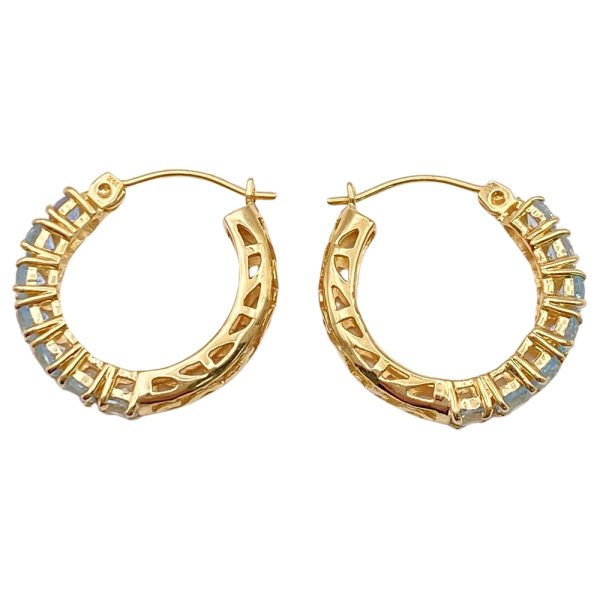 1.40ctw Aquamarine Hoop Earrings 14K Gold side