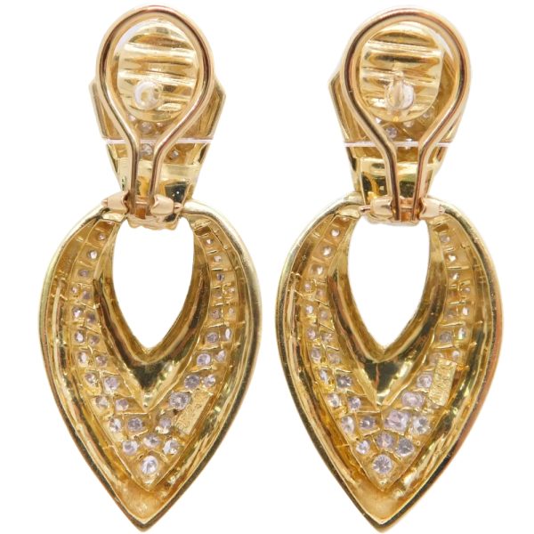 1.44ctw Diamond Doorknocker Earrings 18K Gold back
