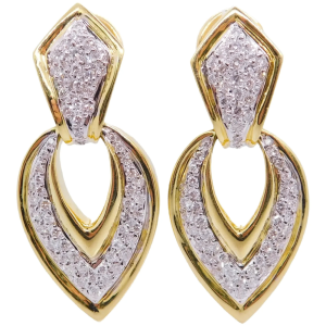 1.44ctw Diamond Doorknocker Earrings 18K Gold front