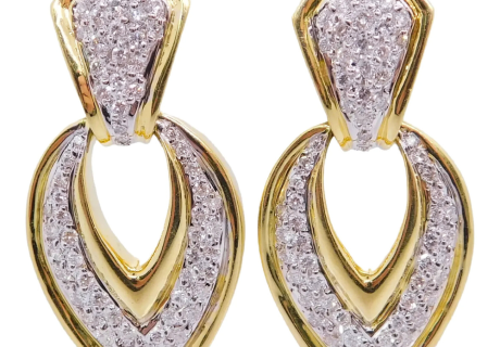 1.44ctw Diamond Doorknocker Earrings 18K Gold front