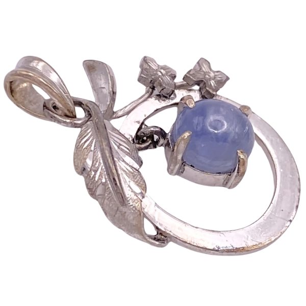 1.50ct Natural Blue Star Sapphire Pendant 14K White Gold side
