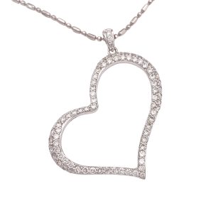 1.50ctw Diamond Heart Necklace 14K White Gold close up