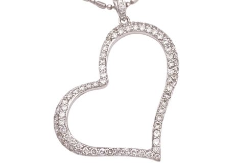 1.50ctw Diamond Heart Necklace 14K White Gold close up