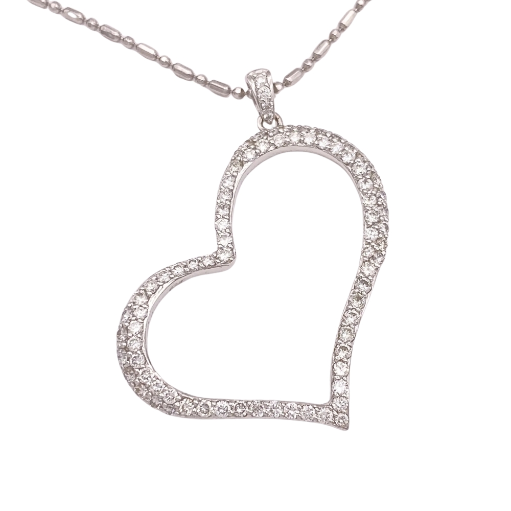 1.50ctw Diamond Heart Necklace 14K White Gold