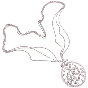 1.97ctw Diamond Flower Necklace 14K White Gold