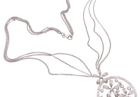 1.97ctw Diamond Flower Necklace 14K White Gold