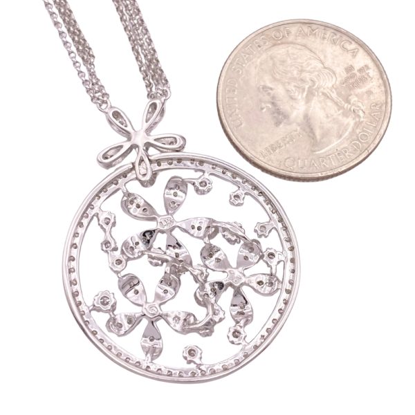 1.97ctw Diamond Flower Necklace 14K White Gold back
