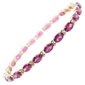 11.50ctw Pink Tourmaline Line Bracelet 14K Gold