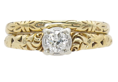 .12ct Diamond Ornate Edwardian Engagement Ring 14K & Platinum front