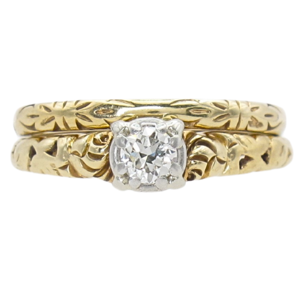 .12ct Diamond Ornate Edwardian Engagement Ring 14K & Platinum