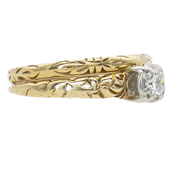 .12ct Diamond Ornate Edwardian Engagement Ring 14K & Platinum side
