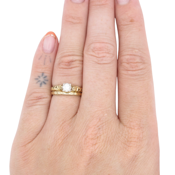 .12ct Diamond Ornate Edwardian Engagement Ring 14K & Platinum worn