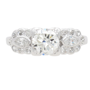 1920's 1ct Diamond Art Deco Engagement Ring Platinum front