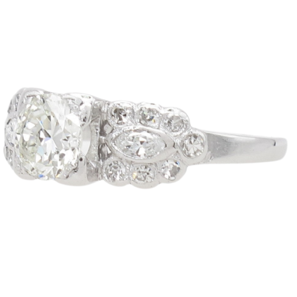 1920's 1ct Diamond Art Deco Engagement Ring Platinum side