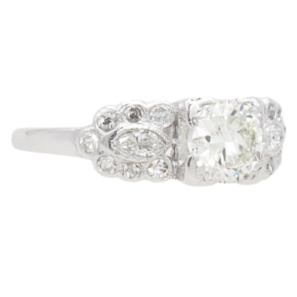 1920's 1ct Diamond Art Deco Engagement Ring Platinum side