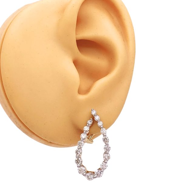 2.08ctw Diamond Drop Paisley Earrings 14K Gold worn
