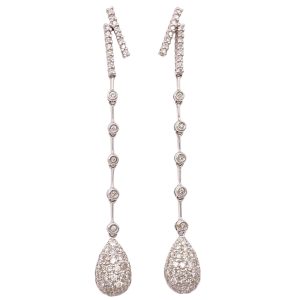 2.12ctw Diamond Dangle Earrings 14K White Gold