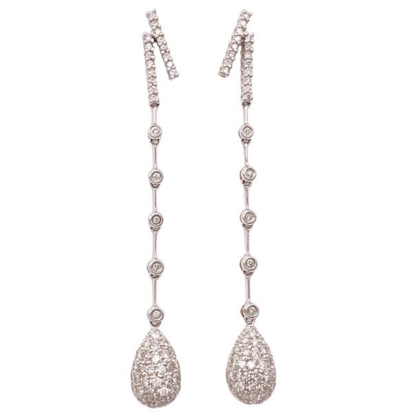 2.12ctw Diamond Dangle Earrings 14K White Gold