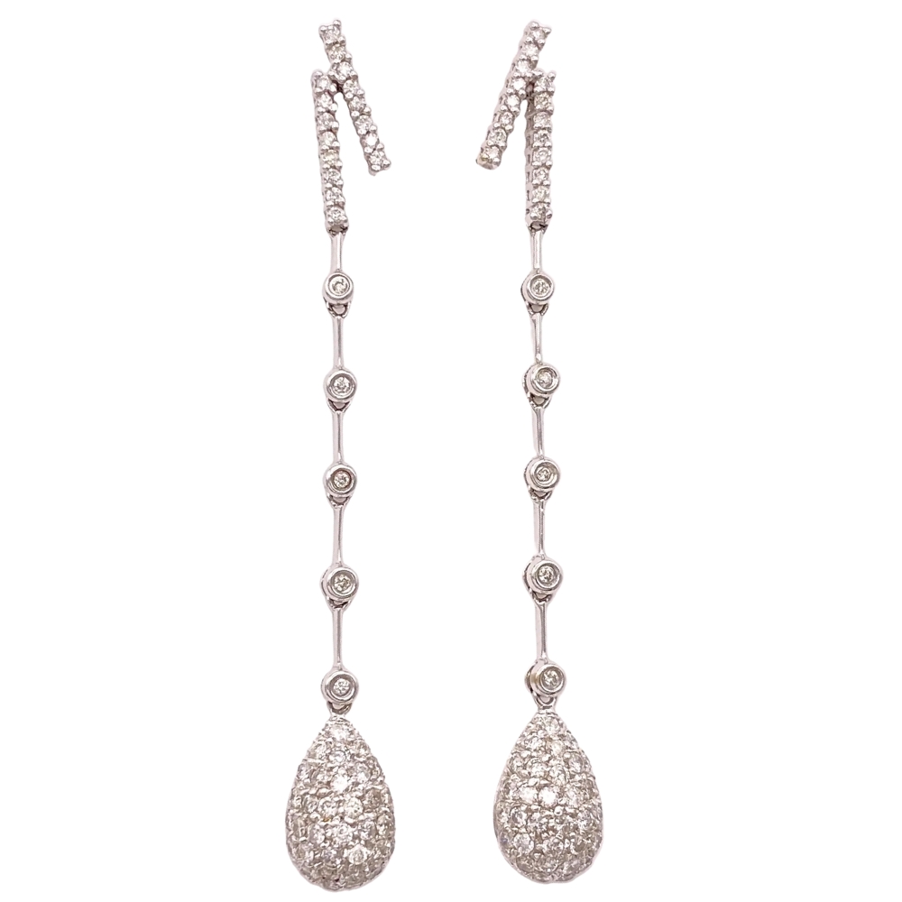 2.12ctw Diamond Dangle Earrings 14K White Gold