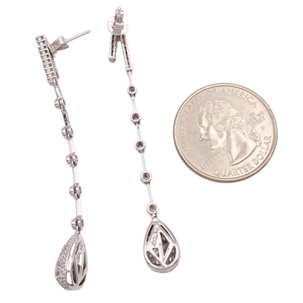 2.12ctw Diamond Dangle Earrings 14K White Gold back