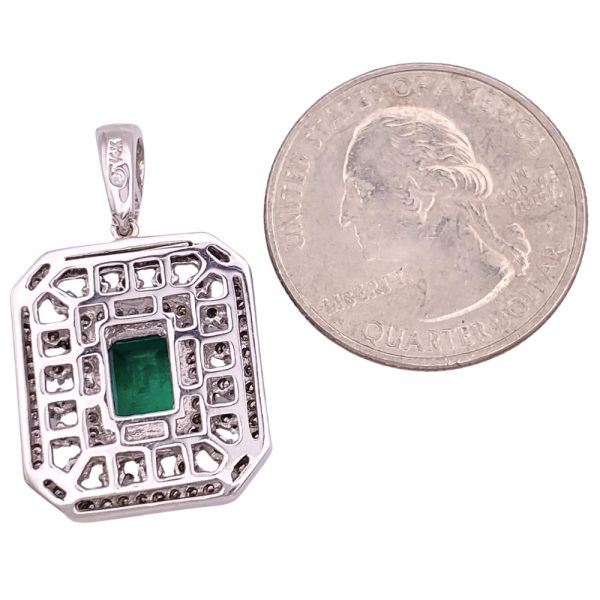 2.46ctw Emerald Pendant with Diamond Accents 14K Gold size
