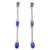 2.74ctw Sapphire Dangle Earrings with Diamond Accents 14K Gold