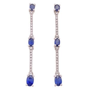 2.74ctw Sapphire Dangle Earrings with Diamond Accents 14K Gold