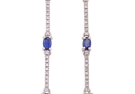 2.74ctw Sapphire Dangle Earrings with Diamond Accents 14K Gold
