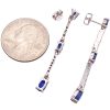 2.74ctw Sapphire Dangle Earrings with Diamond Accents 14K Gold back and size