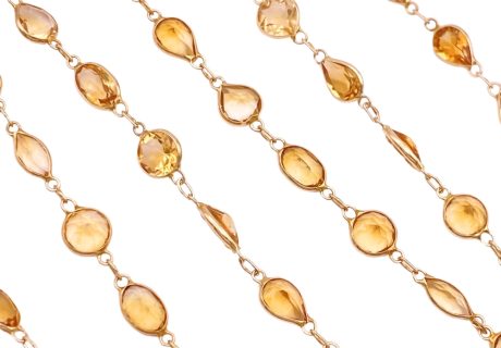 21.79ctw Citrine Necklace 14K Gold 24 Length close up