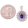 3.66ctw Natural Sapphire Pendant with Diamond Halo 14K White Gold back
