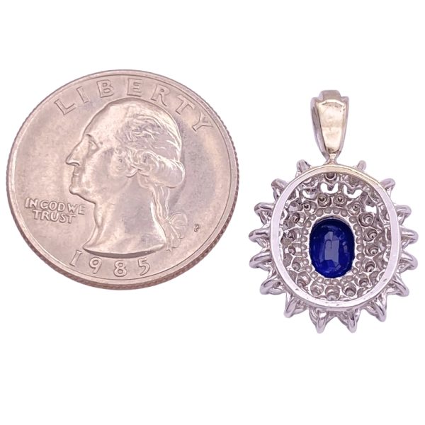 3.66ctw Natural Sapphire Pendant with Diamond Halo 14K White Gold back