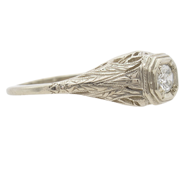 .33ct Diamond Filigree Art Deco Engagement Ring 14K detail