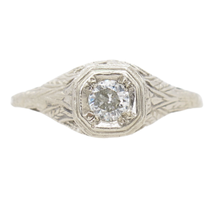 .33ct Diamond Filigree Art Deco Engagement Ring 14K front