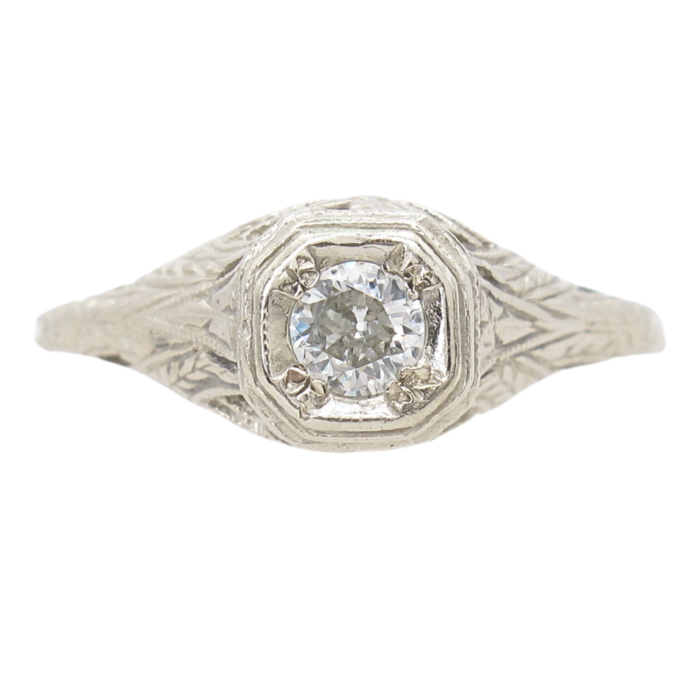 .33ct Diamond Filigree Art Deco Engagement Ring 14K